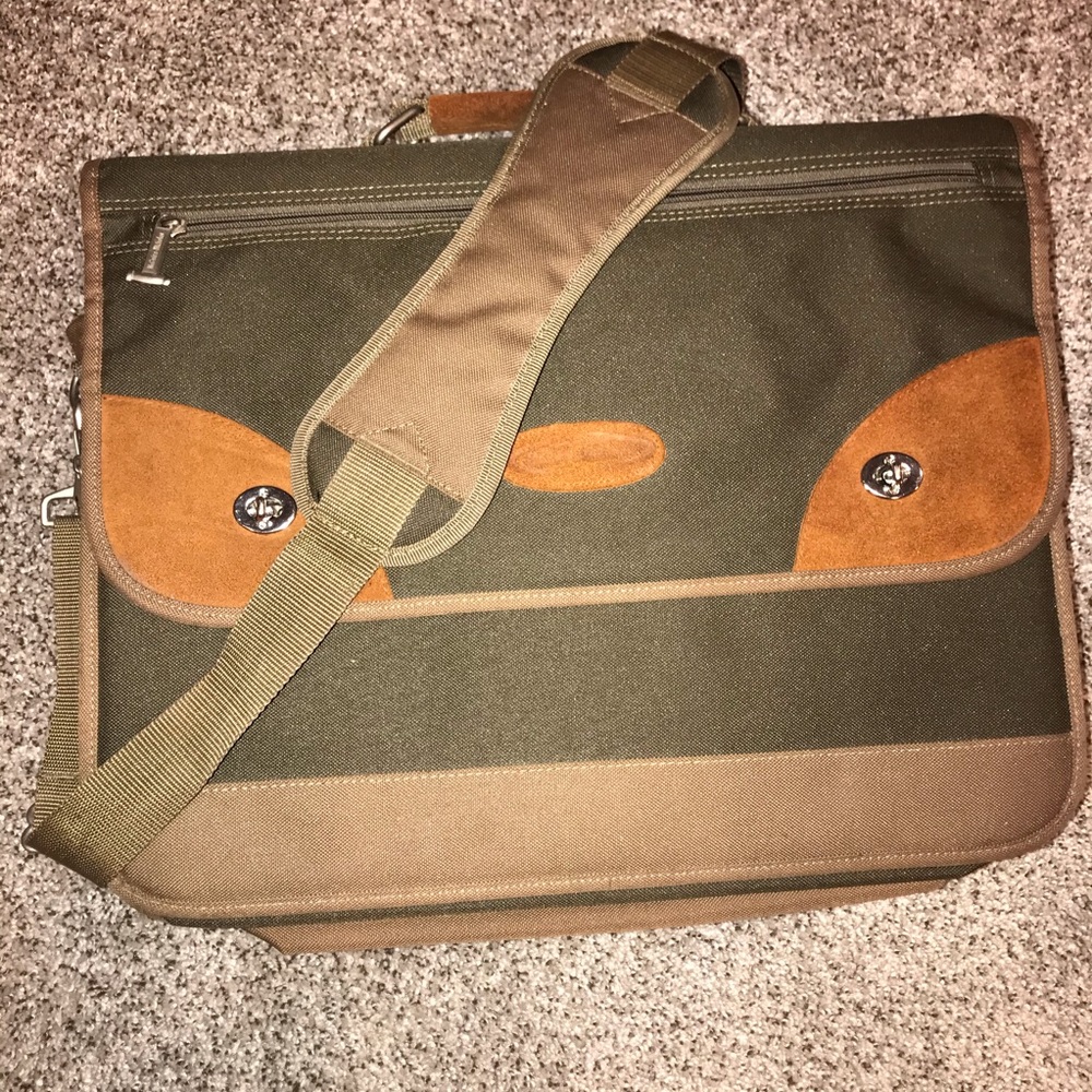 McGuire-Nicholas Green and Tan Canvas Briefcase
